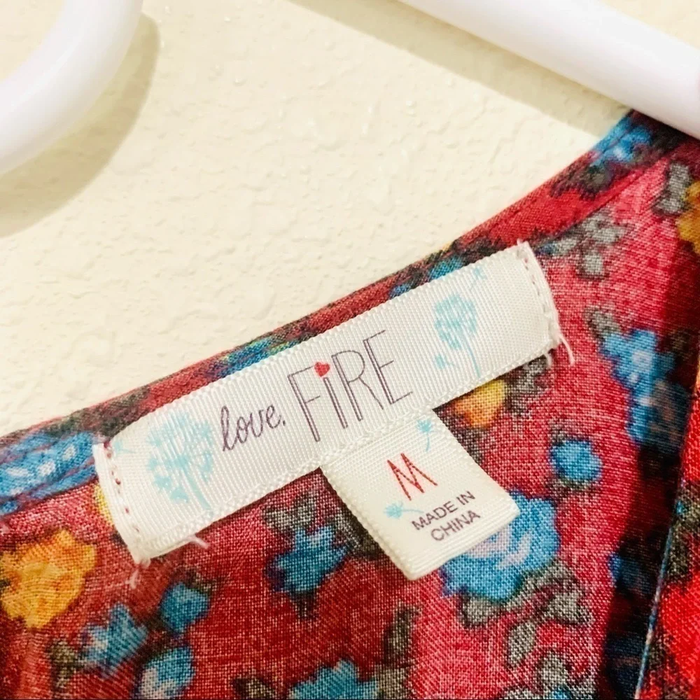 LOVE FIRE Boho Prairie Vintage Style Dress Floral